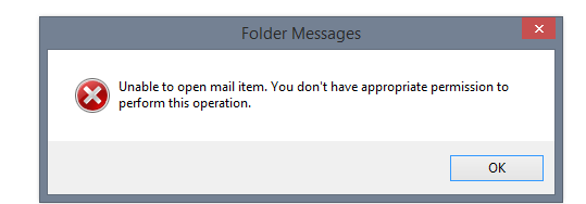 outlook not opening messages permissions
